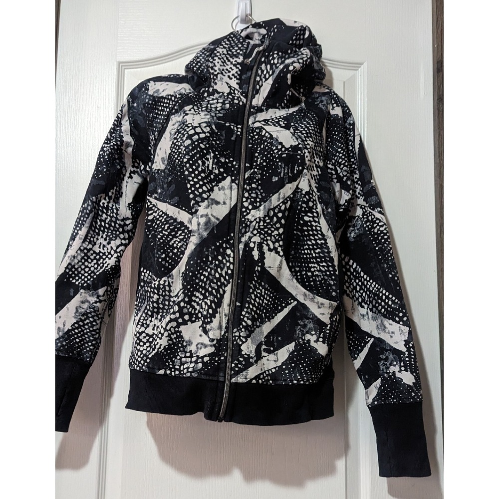 EUC🌟Lululemon Scuba Hoodie III Light Cotton Fleece Sz 8 Static Mist White Black - Picture 4 of 13